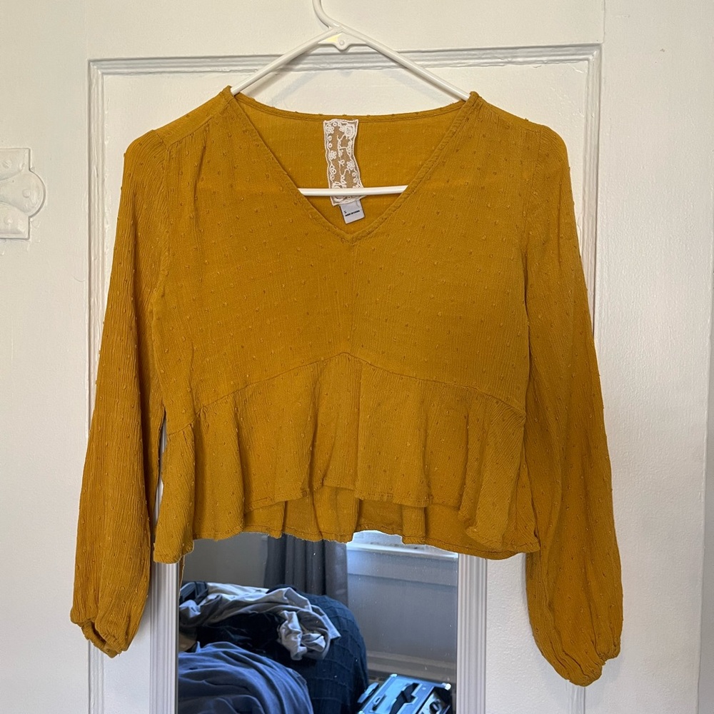Dry Goods Yellow Gold long sleeve Crop Top